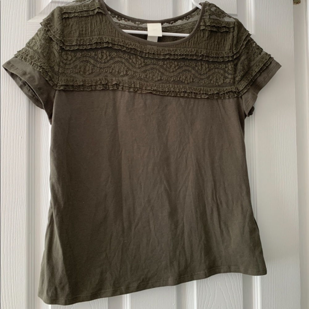 3/$12 Olive green lace top